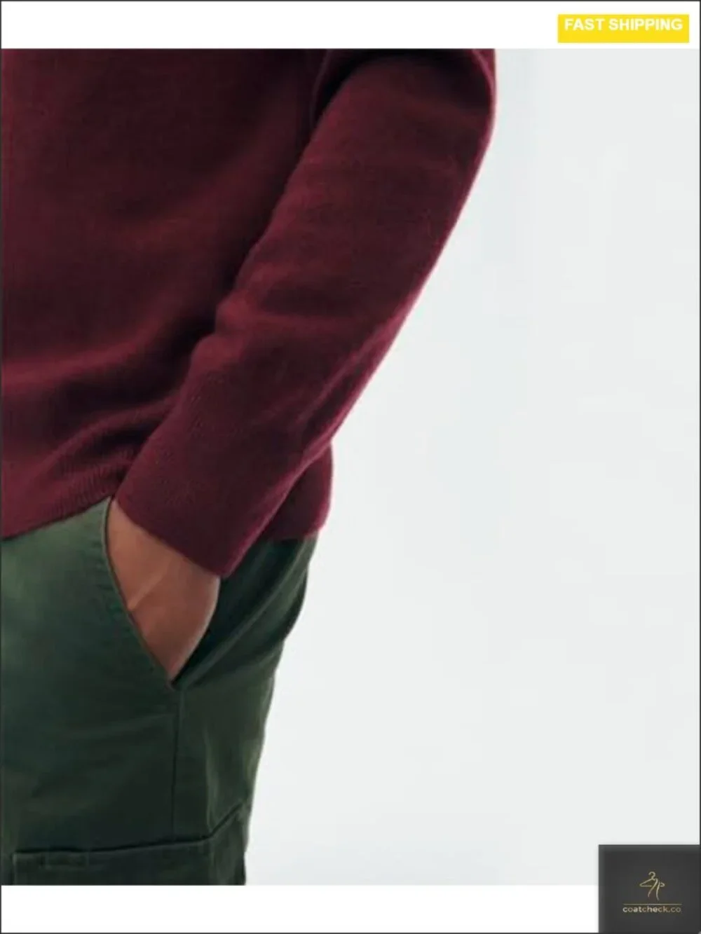 Men's 100% Cashmere Classic Crewneck Sweater in Merlot